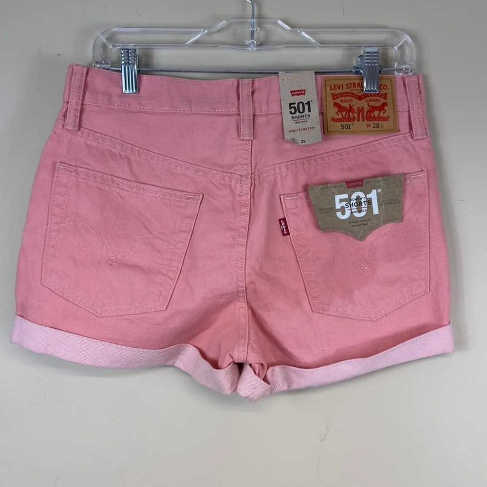 COPY - Levi’s 501 shorts mid rise w 28 10-1/2 rise 3” inseam coral. NWT sold - Picture 4 of 5